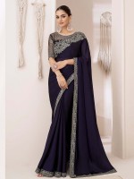 Navy Blue Georgette Chiffon Saree